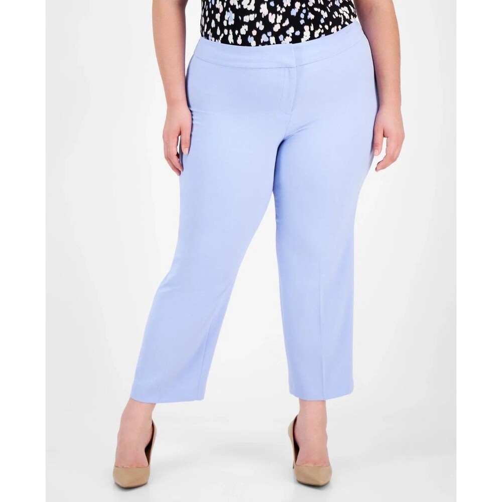 Kasper Women's Plus Size Straight-Leg Pants Formal Comfort California Sky 16W